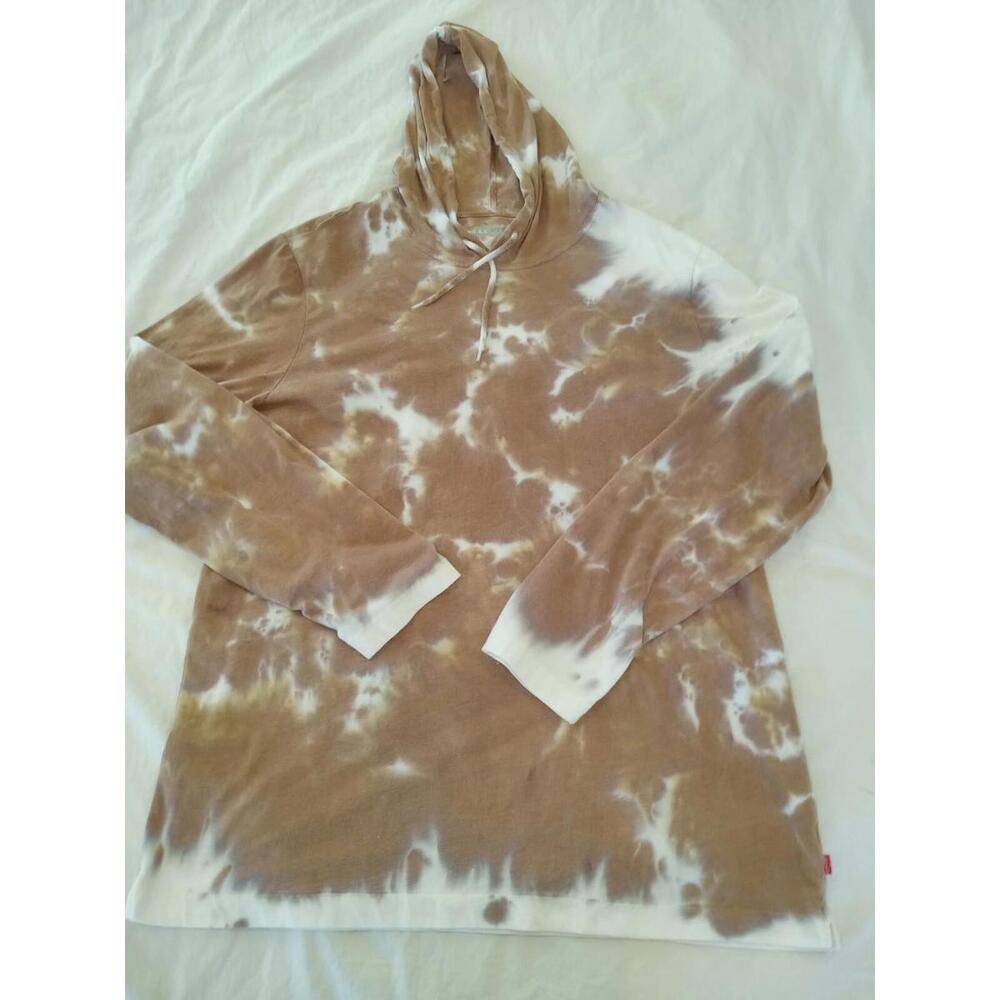 Levi's Men's Size XXL Brown Tie Dye Pullover Long Sleeve Hooded T-Shirt Shirt